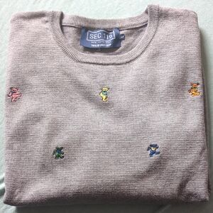 Sec119 Size L Gray Embroidered Men's Sweater Grateful Dead